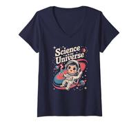 Donna Funny Science è Il Mio Universo Squad Insegnante di Campo Insegno Nerd Maglietta con Collo a V