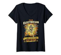 Donna Funny Shut The Main Breaker off Electrician Humor Maglietta con Collo a V