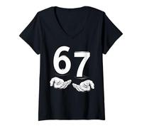 Donna Funny Six Seven 6 7 Meme Gen Alpha Slang 6 7 Hands Maglietta con Collo a V