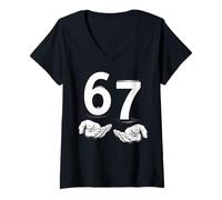 Donna Funny Six Seven 6 7 Meme Gen Alpha Slang 6 7 Hands Maglietta con Collo a V