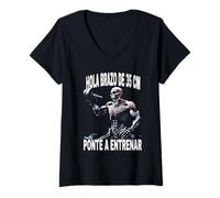 Donna Funny Skull Mexican Skeleton Maglietta con Collo a V