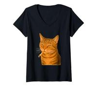 Donna Funny Smoking Cat Meme Cigarette Grunge Aesthetic Maglietta con Collo a V