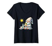Donna Funny Spa Gnome For Taco Lover And Lazy Crazy Days Of Summer Maglietta con Collo a V