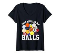 Donna Funny Sports Balls Humor Joke For Athletes Football Golf Maglietta con Collo a V