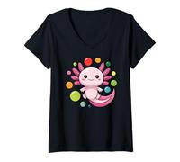 Donna Funny Spotty 2024 Happy Spotted Children Axolotl DOT Maglietta con Collo a V