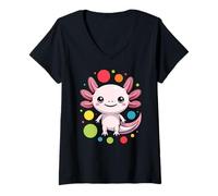 Donna Funny Spotty 2024 Happy Spotted Children Axolotl DOT Maglietta con Collo a V