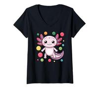 Donna Funny Spotty 2024 Happy Spotted Children Axolotl DOT Maglietta con Collo a V
