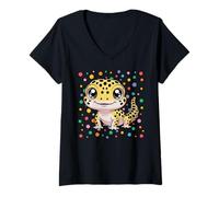 Donna Funny Spotty 2026 Happy Spotted Children Leopard Gecko DOT Maglietta con Collo a V