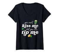 Donna Funny St Patricks Day Bartender Server Waitress Irish Pub Maglietta con Collo a V