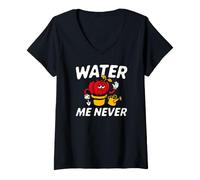 Donna Funny Succulent Plant Killer Water Me Never Gardening Maglietta con Collo a V