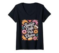 Donna Funny Sweet Cafe Pan Dulce Bakery Personaggi Maglietta con Collo a V