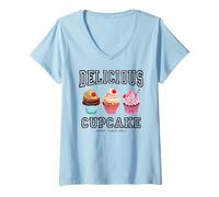 Donna Funny Sweet Cupcakes, Birthday Cakes, Delicious Cupcakes Maglietta con Collo a V