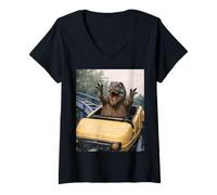 Donna Funny T-Rex Roller Coaster Meme Silly Graphic Dino Maglietta con Collo a V