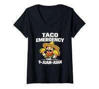 Donna Funny Taco Emergency Call 9 Juan Juan Cinco de Mayo Maglietta con Collo a V