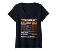 Donna Funny Tech Support Tariffa oraria Tariffe manodopera Sarcastiche Maglietta con Collo a V