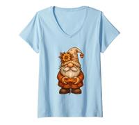 Donna Funny Thanksgiving Autumn GNOME Gamer for Kids Boys Toddlers Maglietta con Collo a V