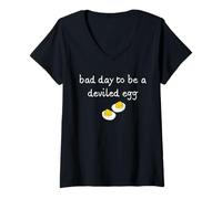 Donna Funny Thanksgiving Party Dinner Bad Day to Be a Deviled Egg Maglietta con Collo a V