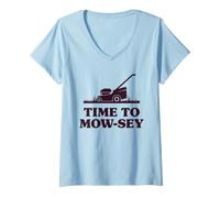 Donna Funny Time to Mow-sey (Mosey) Lawnmower Humor Maglietta con Collo a V
