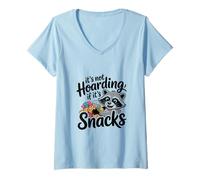 Donna Funny Trash Panda Raccoon It's Not Hoarding If Its Snacks Maglietta con Collo a V