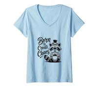 Donna Funny Trash Panda Raccoon Meme Born to Create Chaos Maglietta con Collo a V