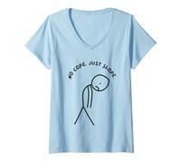 Donna Funny Triste Stick Man No cope. Maglietta con Collo a V