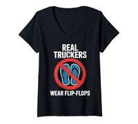 Donna Funny Trucker Saying No Flip Flops Driver Pride Donne Uomini Maglietta con Collo a V