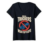 Donna Funny Trucker Saying No Flip Flops Driver Pride Donne Uomini Maglietta con Collo a V