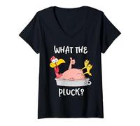Donna Funny Turkey What The Pluck Camicia del Ringraziamento Uomo Donna Maglietta con Collo a V