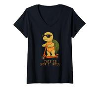 Donna Funny Turtle Scooter This Is How I Roll Ragazzi Ragazze Bambini Maglietta con Collo a V