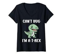 Donna Funny tyrannosaurus dinosaur quote can't hug i'm a t-rex Maglietta con Collo a V
