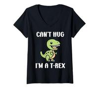 Donna Funny tyrannosaurus dinosaur quote can't hug i'm a t-rex Maglietta con Collo a V