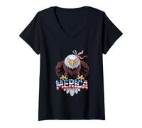 Donna Funny USA Bald Eagle Merica, 4th of July Patriotic Design Maglietta con Collo a V