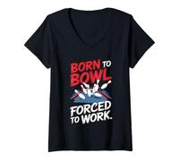 Donna Funny USA Forced To Work Bowling Maglietta con Collo a V