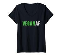 Donna Funny Vegan AF Plant Based Vegetarian Keto Organic Diet Maglietta con Collo a V
