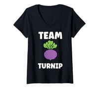 Donna Funny vegetable Turnips food minimalist simple team Turnip Maglietta con Collo a V