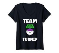 Donna Funny vegetable Turnips food minimalist simple team Turnip Maglietta con Collo a V