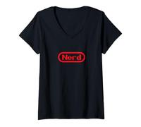 Donna Funny Videogamer Pun. Nerd Text Retro Video Game Maglietta con Collo a V