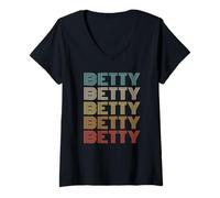 Donna Funny Vintage 70s Repeated Text Design First Name Betty Maglietta con Collo a V