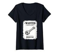 Donna Funny Wanted Poster con Scritta Dead Alive da 10 mm Maglietta con Collo a V