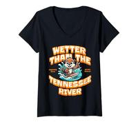 Donna Funny Wetter Than The Tennessee River, Southern Humor Maglietta con Collo a V