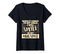 Donna Funny When It Comes to My Child I Will Smile in My Mugshot Maglietta con Collo a V