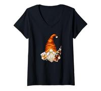 Donna Funny Whiskey Lover Graphic for Men Whisky Drinking GNOME Maglietta con Collo a V