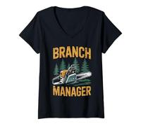Donna Funny Woodworker Logger Branch Manager Arborist Lineman Work Maglietta con Collo a V