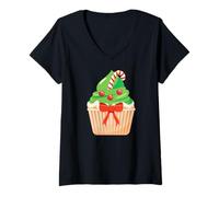 Donna Funny Xmas Cupcake Baker Pastry Baking, Cupcakes Christmas Maglietta con Collo a V