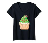 Donna Funny Xmas Cupcake Baker Pastry Baking, Cupcakes Christmas Maglietta con Collo a V