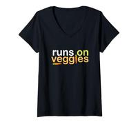 Donna Funziona sulle Verdure - Vegetariano Vegan Amante degli Animali Cruelty Free Maglietta con Collo a V