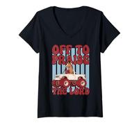 Donna Fuori a lodare Il Lord Horse Retro Maglietta con Collo a V