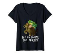 Donna Fuori per commettere Tom Foolery Frog Maglietta con Collo a V
