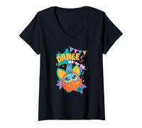 Donna Furby Dance Dah No Lah Fun Party Dancing Happy Orange Furby Maglietta con Collo a V