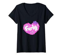 Donna Furby Lovely Heart Shape Pink Fur Maglietta con Collo a V